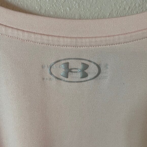 Under Armour Light Pink with Neon Orange Decal Heatgear T-Shirt Size Medium - Picture 5 of 7